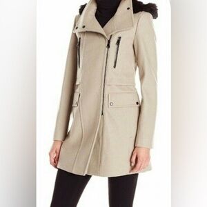 Marc New York wool coat with hood and faux fur size 2